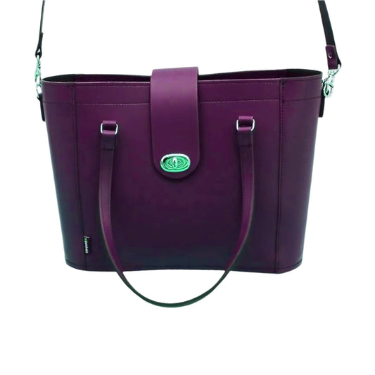 Leather Mini Twist Lock Shopper Bag - Purple - STUDIO TEW