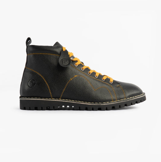 Popps 1961 MOD Mens Leather Monkey Boots Black