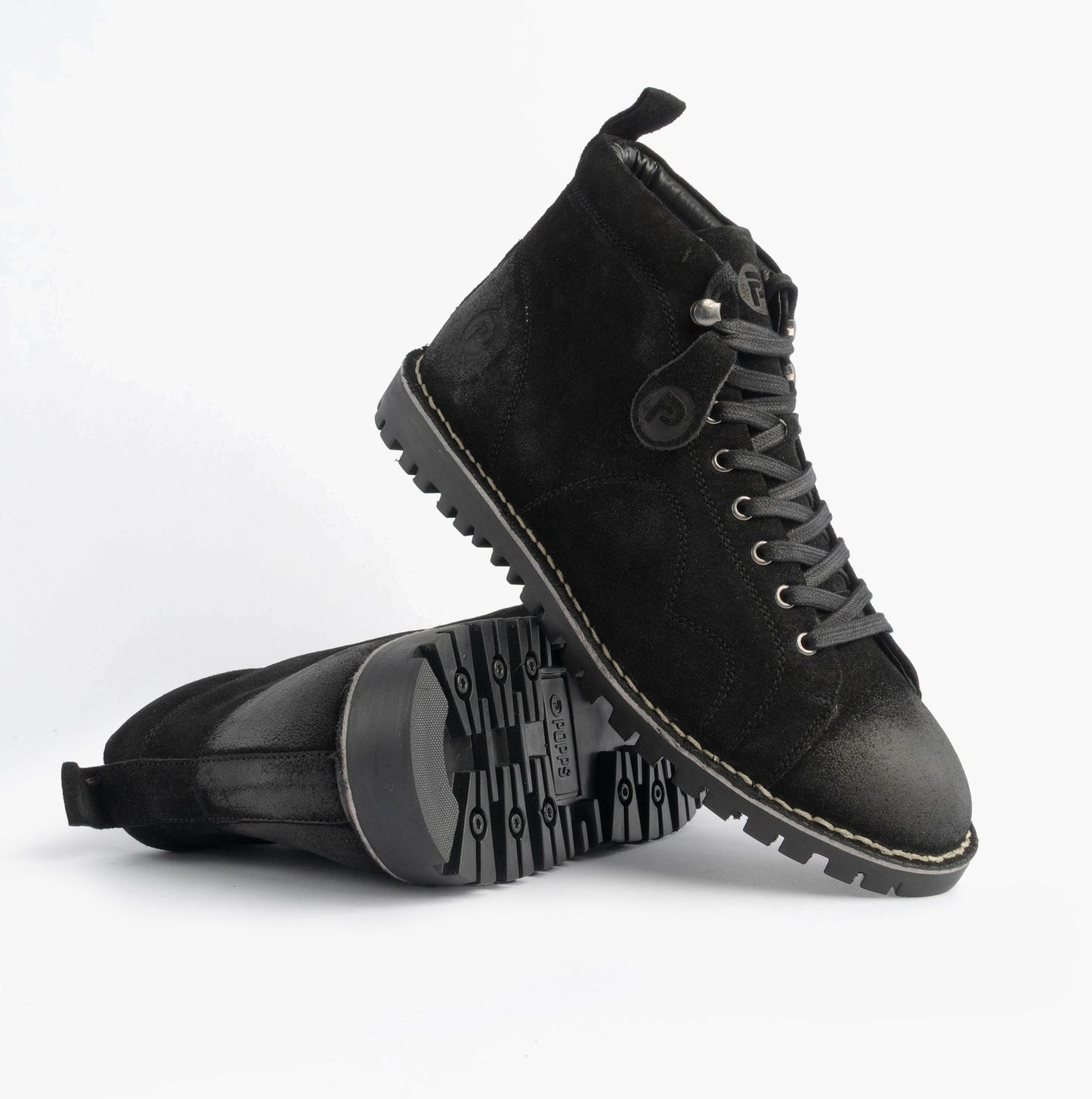 Popps 1961 MOD Mens Suede Monkey Boots Black