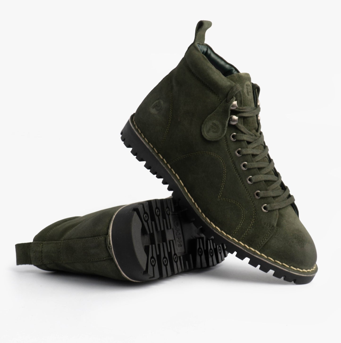 Popps 1961 MOD Mens Suede Monkey Boots Green