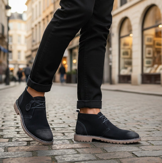 Popps COOPER Mens Desert Boots Navy