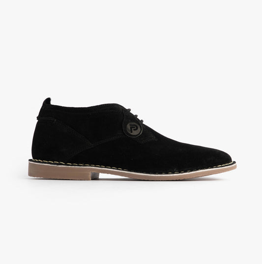 Popps JONAS Mens Suede Desert Shoes Black
