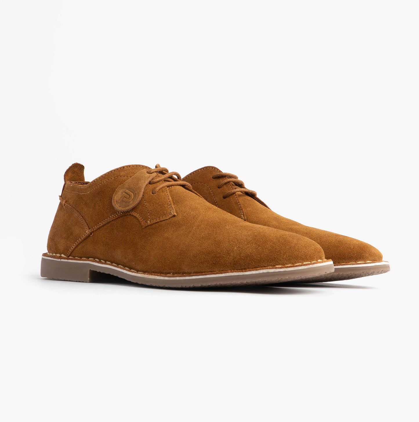 Popps JONAS Mens Suede Desert Shoes Cognac