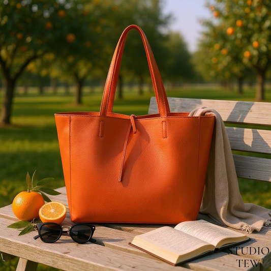 Orange Spacious Shoulder Bag - Abbie