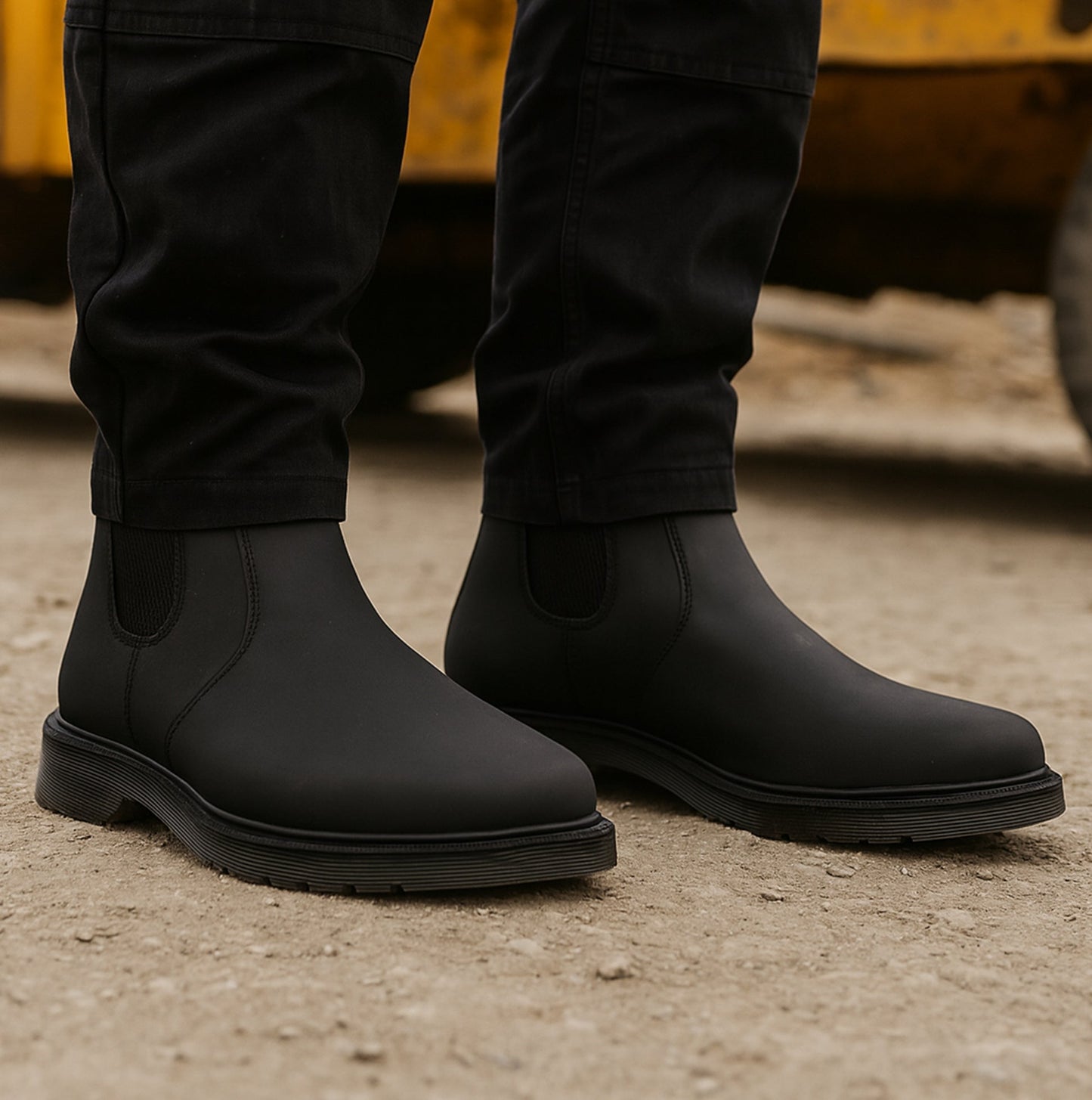 STB ELLIS Unisex Leather Air Cushioned Dealer Boots Waxy Black