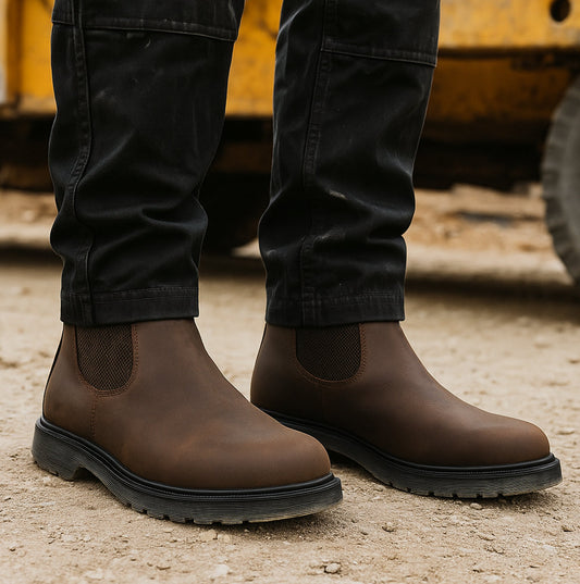 STB ELLIS Unisex Leather Air Cushioned Dealer Boots Waxy Brown