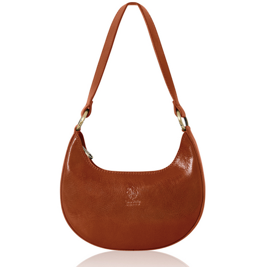 Dark Tan Half Moon Leather Shoulder Bag - Bridget XL STUDIO TEW