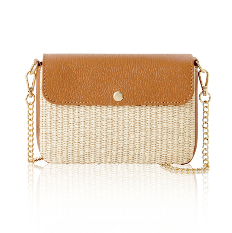 Light Sand Raffia & Leather Summer Bag - Peggy
