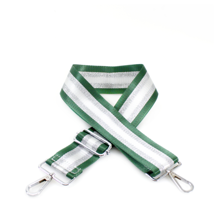 Green & Silver Stripe Bag Strap