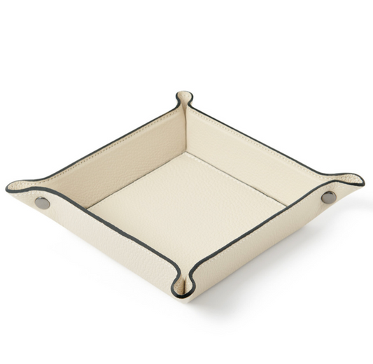Cream Leather Tidy Tray