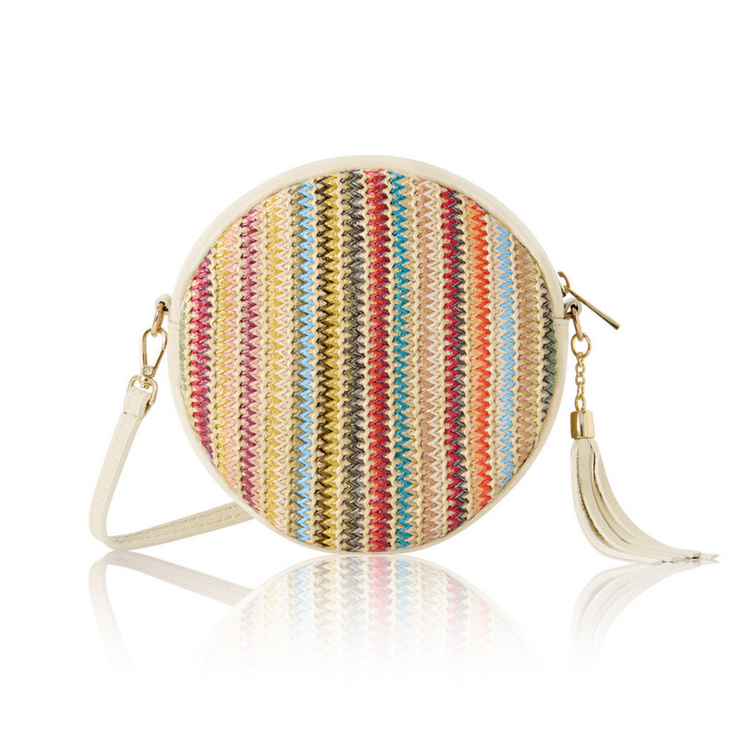Cream Leather & Raffia Bag - Bondi