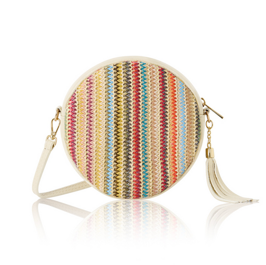 Cream Leather & Raffia Bag - Bondi