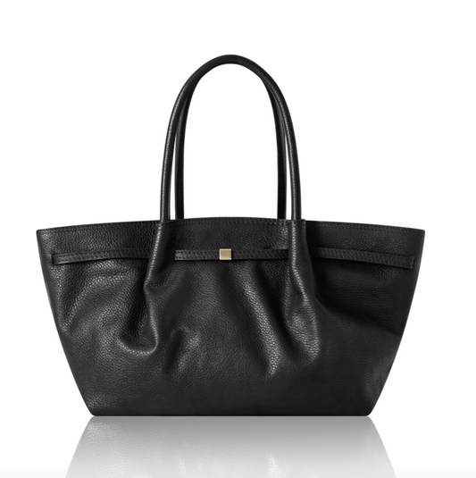 Black Slouchy Leather Handbag - Rosaline