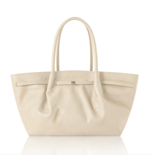 Cream Slouchy Leather Handbag - Rosaline