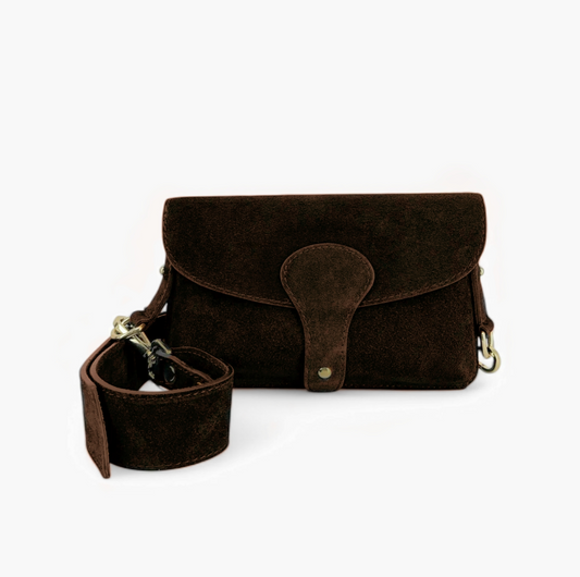 Coffee Suede Compact Crossbody Bag - Vogue