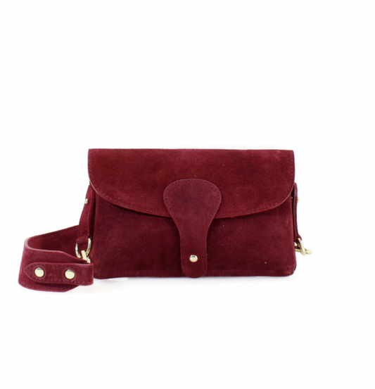 Burgundy Suede Compact Crossbody Bag - Vogue