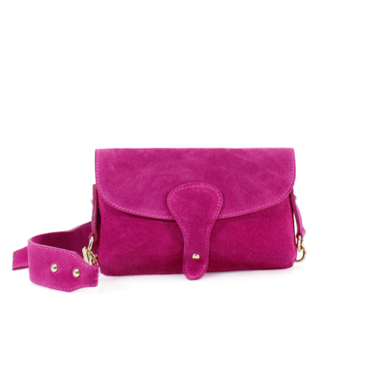 Fuchsia Suede Compact Crossbody Bag - Vogue