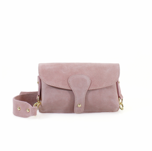 Pink Suede Compact Crossbody Bag - Vogue