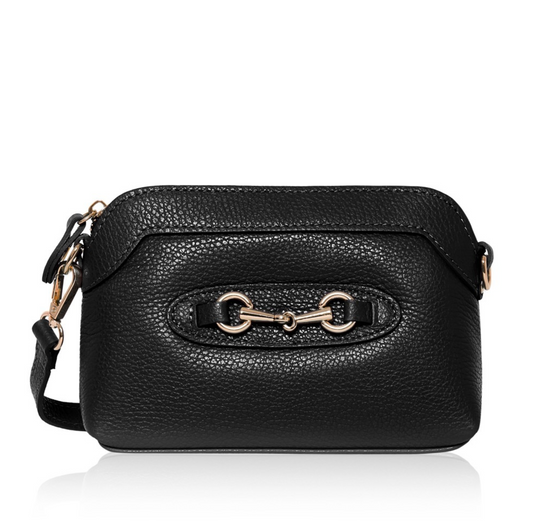 Small Black Leather Bag With Buckle Detail - Sicily