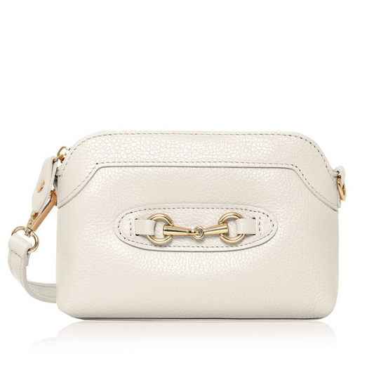Small Cream Leather Bag With Buckle Detail - Sicily