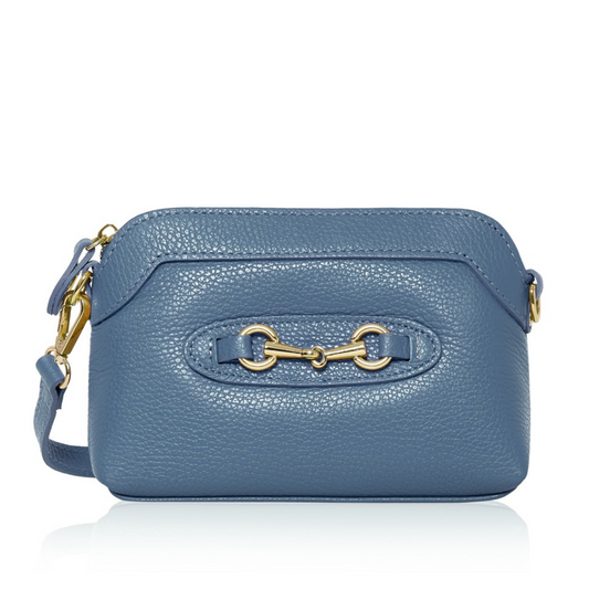 Small Blue Leather Bag With Buckle Detail - Sicily