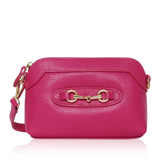 Small Fuchsia Pink Leather Bag With Buckle Detail - Sicily