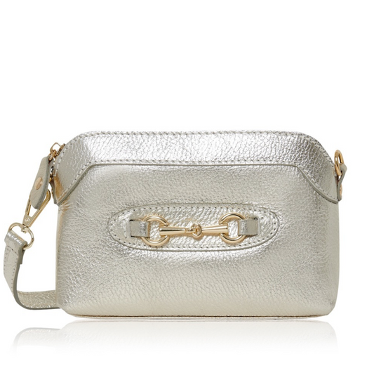 Small Gold Leather Bag With Buckle Detail - Sicily