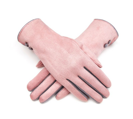 Pale Pink Faux Suede Gloves