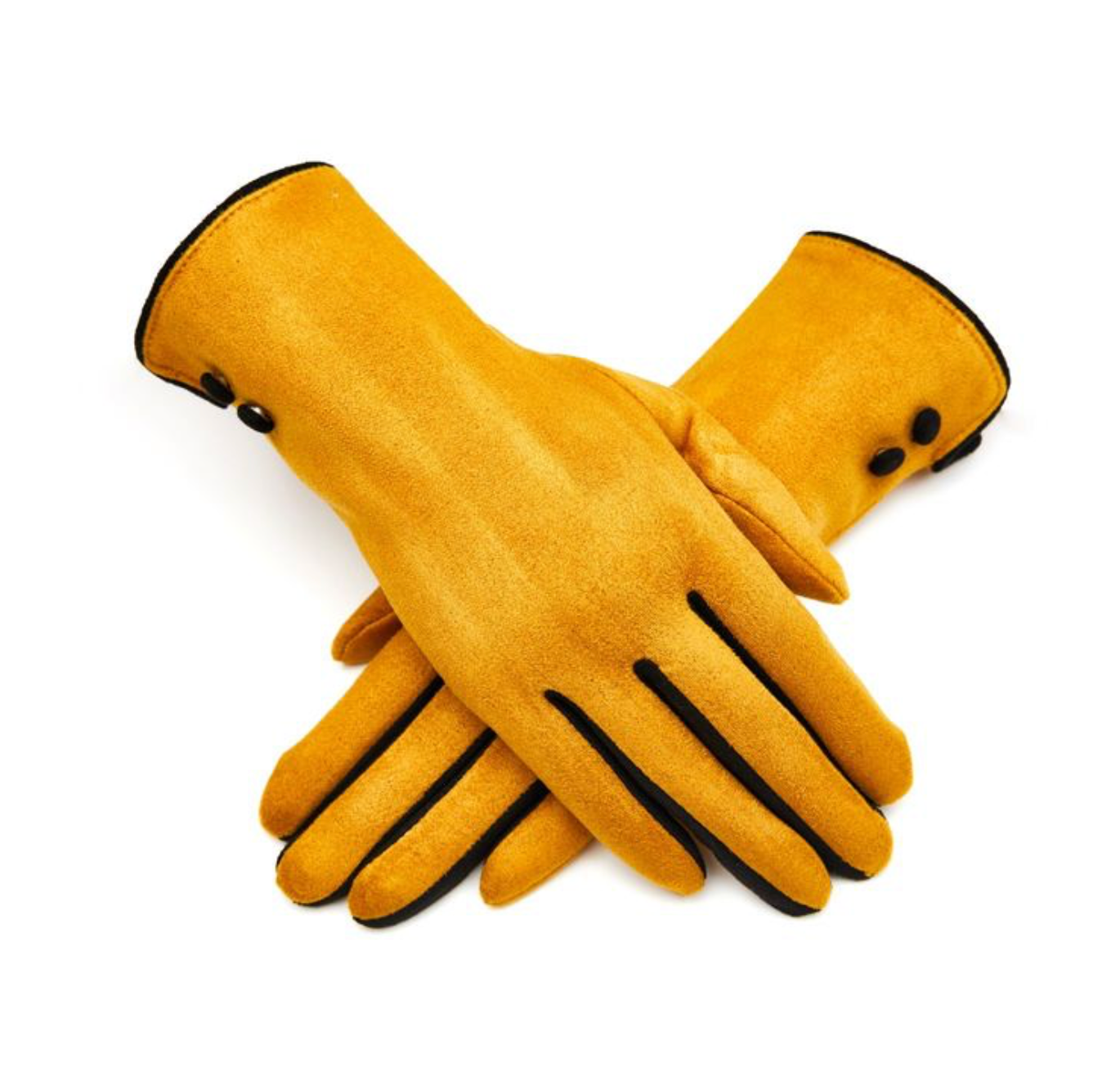 Mustard Yellow Faux Suede Gloves