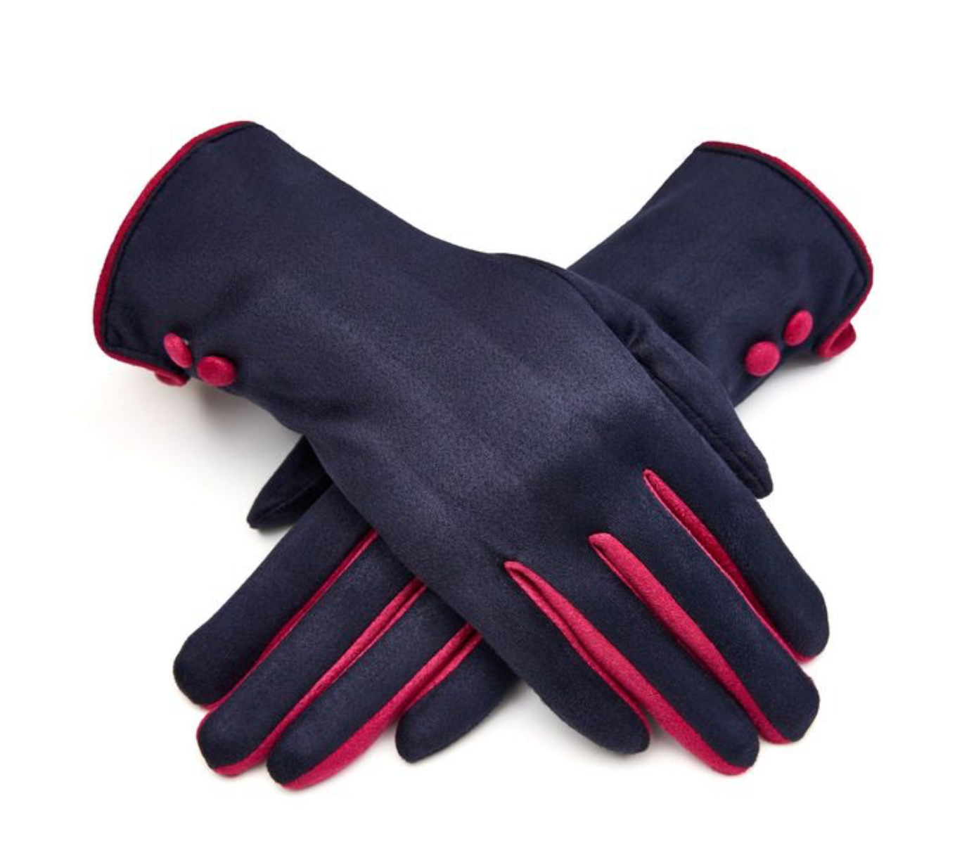 Navy Faux Suede Gloves