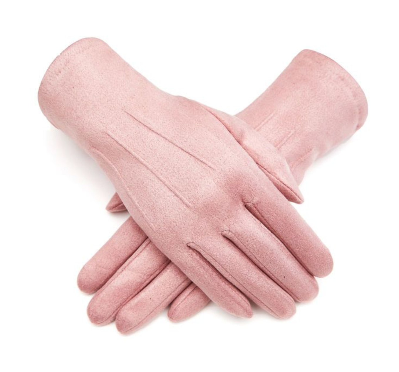 Pale Pink Faux Suede Gloves