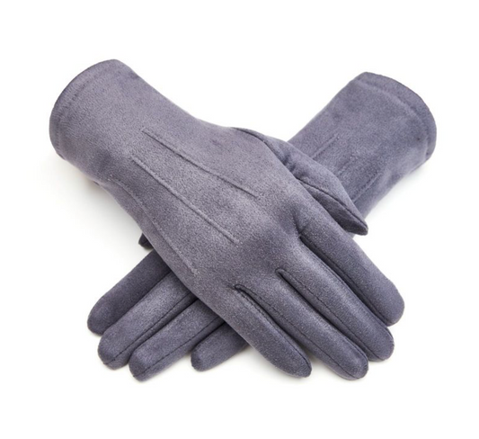 Grey Faux Suede Gloves