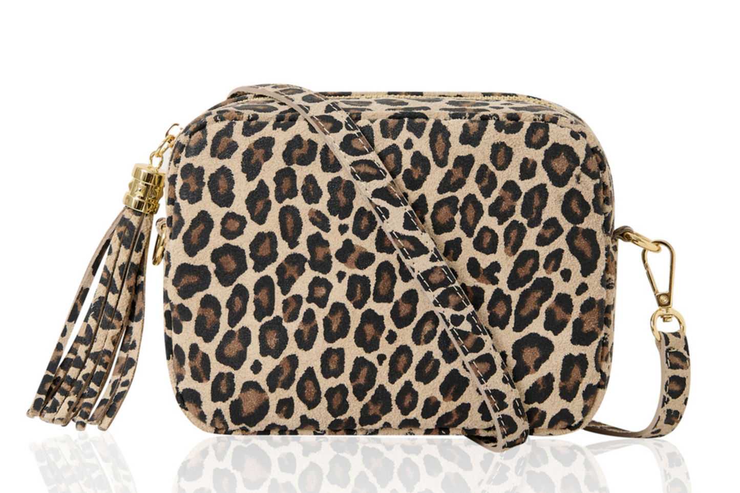 Leopard Print Leather Crossbody Bag With Tassel - Darcy