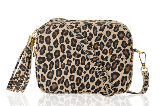 Leopard Print Leather Crossbody Bag With Tassel - Darcy