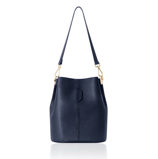 Navy Leather Bucket Bag - Sagrada