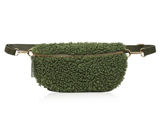 Autumn Green Faux ShearlIng & Leather Bum Bag - Cici