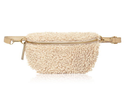 Cream Faux ShearlIng & Leather Bum Bag - Cici