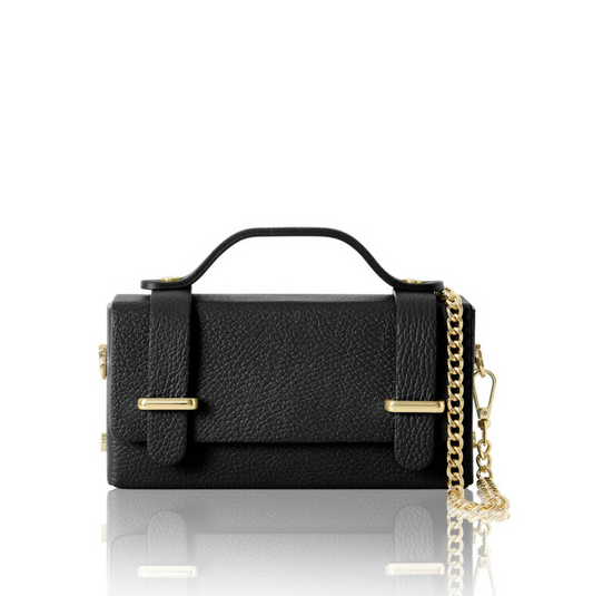 Black Leather Box Bag - Roxy