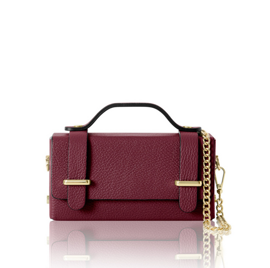 Burgundy Red Leather Box Bag - Roxy