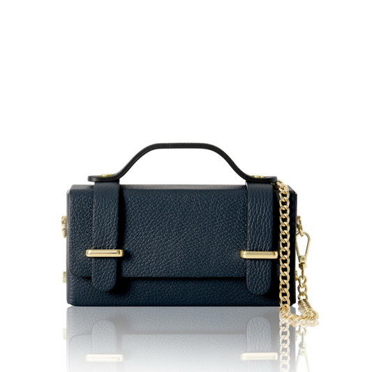 Nautical Navy Leather Box Bag - Roxy