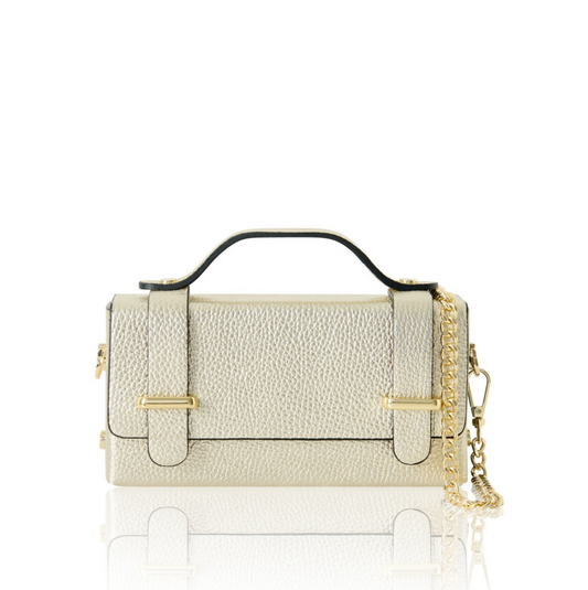 Bold Gold Leather Box Bag - Roxy