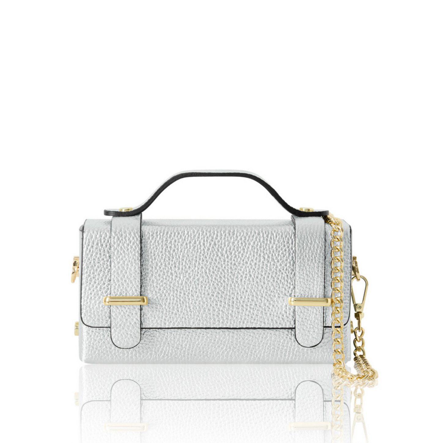 Sassy Silver Leather Box Bag - Roxy