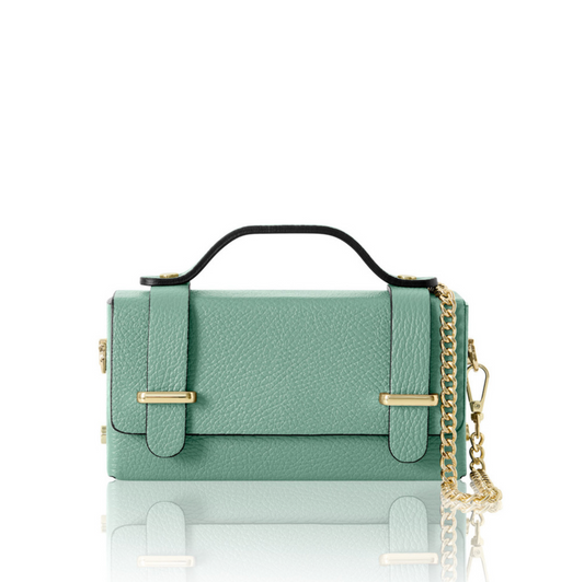 Dusty Green Leather Box Bag - Roxy