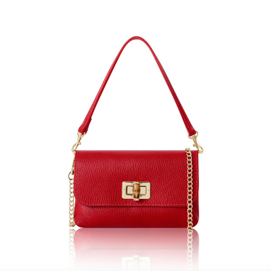 Ruby Red Twist Lock Evening Bag - Camilla