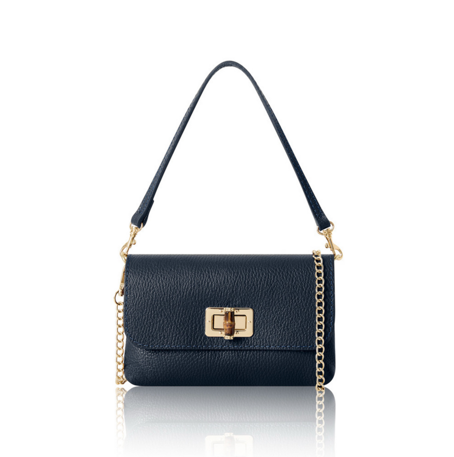 Navy Blue Twist Lock Evening Bag - Camilla