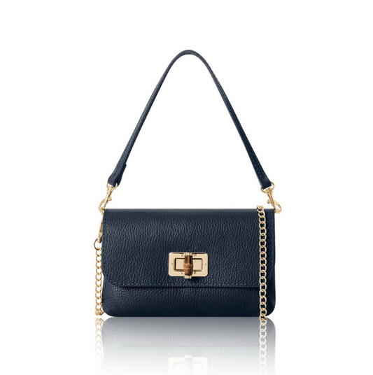 Navy Blue Twist Lock Evening Bag - Camilla