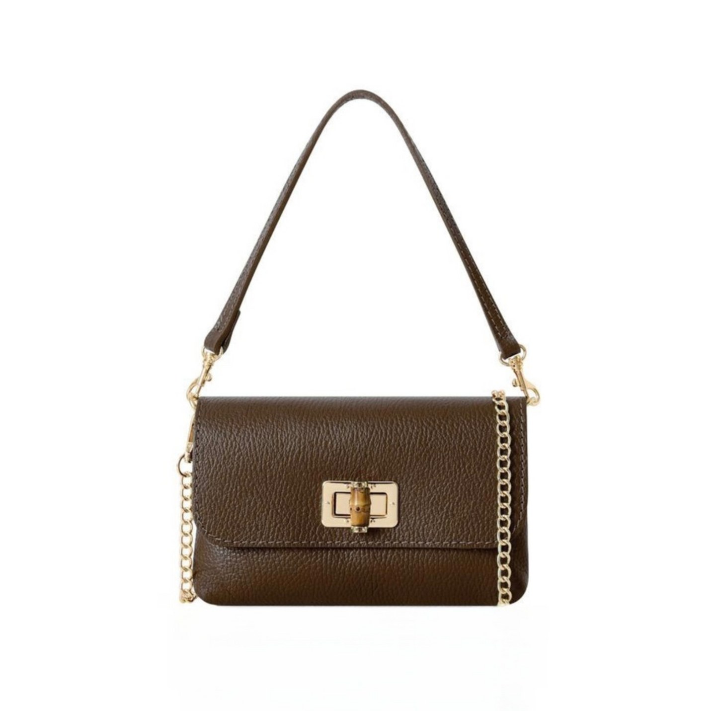 Autumn Brown Twist Lock Evening Bag - Camilla