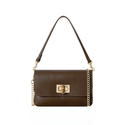 Autumn Brown Twist Lock Evening Bag - Camilla