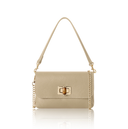 Light Taupe Twist Lock Evening Bag - Camilla