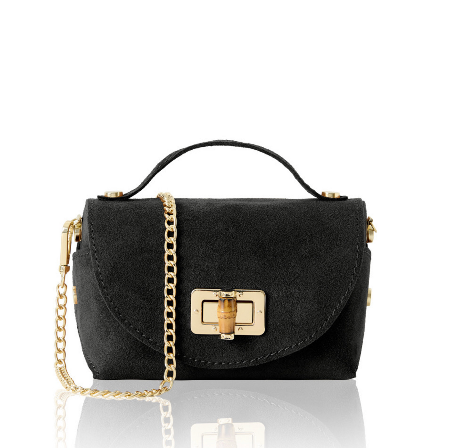 Black Suede Twist Lock Mini Bag - Miller